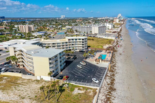 aerial view with a beach view and a water view