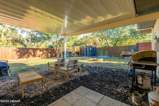 view of yard with a playground