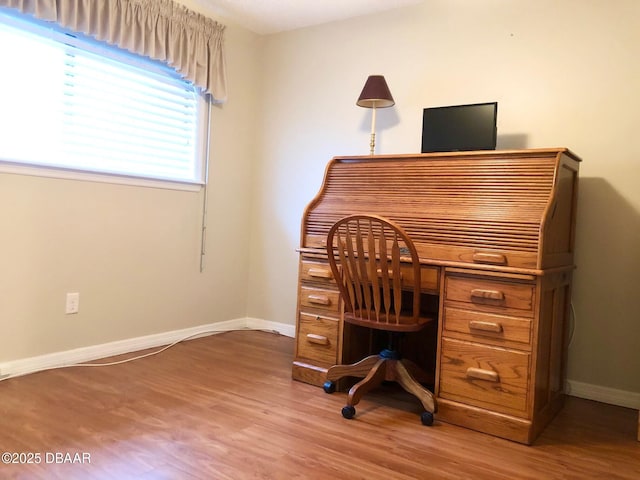 146 Deer Lake Cir, Ormond Beach, FL 32174 - home office with wood finished floors and baseboards