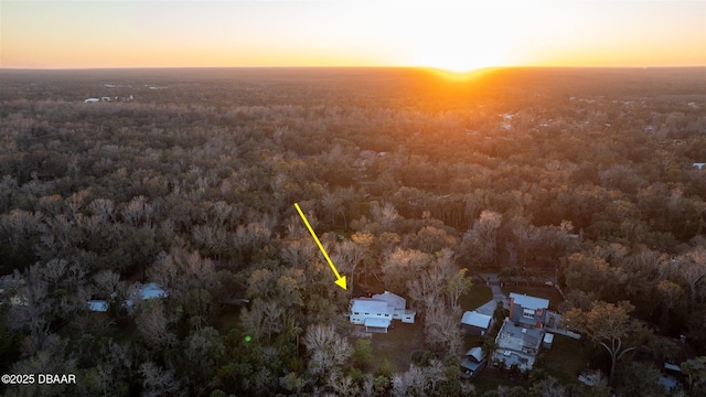 view of aerial view at dusk