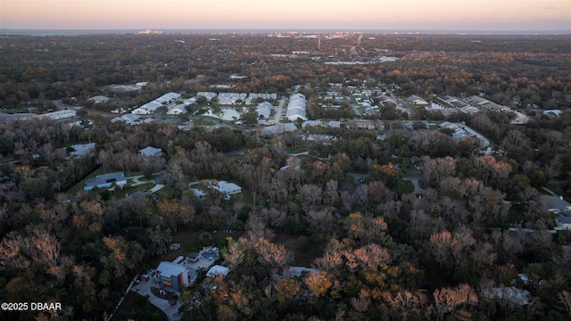 view of aerial view at dusk