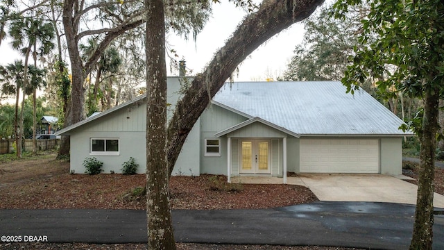 ranch-style house with french doors