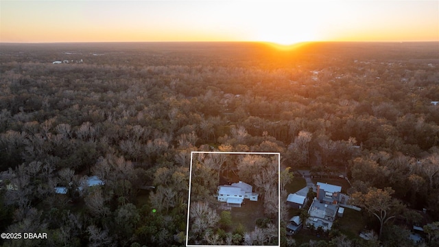 view of aerial view at dusk