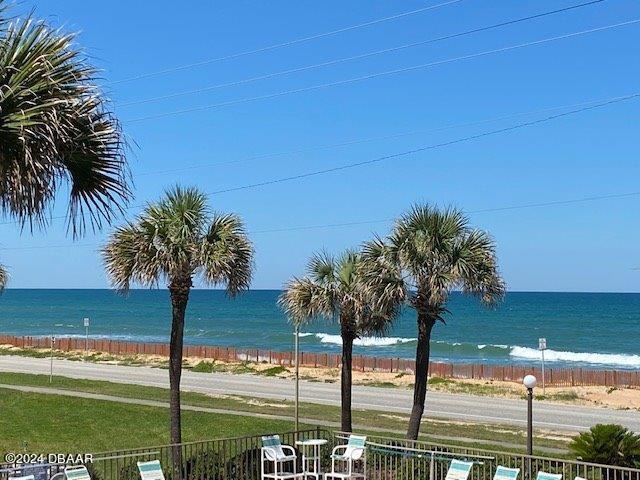 view of water feature featuring a view of the beach