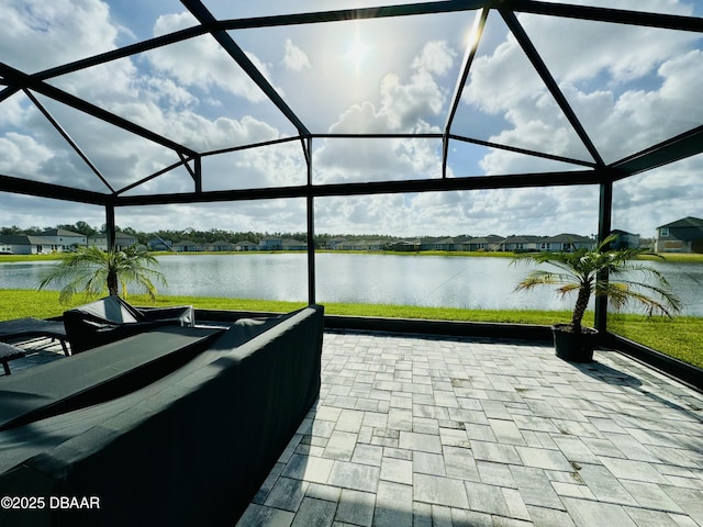 129 Lost Ball Dr, Daytona Beach, FL 32124 - view of patio / terrace with a water view and a lanai