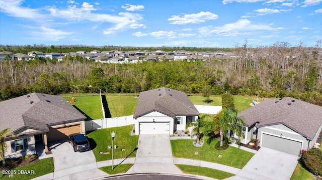 aerial view with a residential view