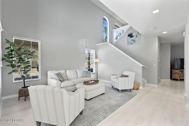 living room with light wood-type flooring