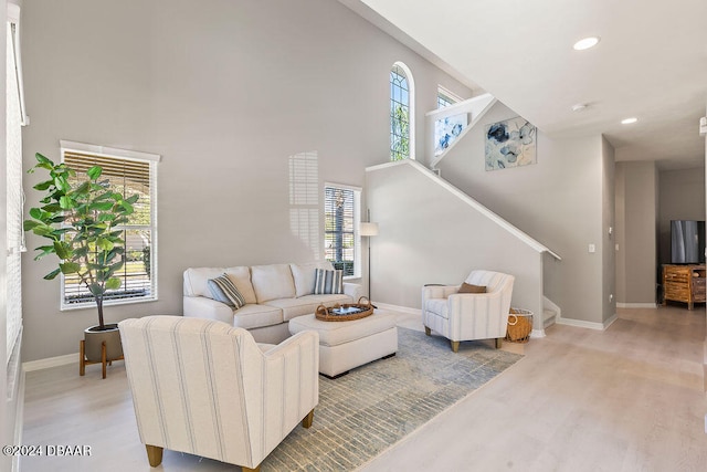 living room with light wood-type flooring