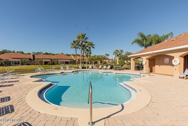 view of pool featuring a patio area