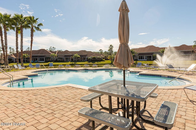 view of pool featuring a patio area