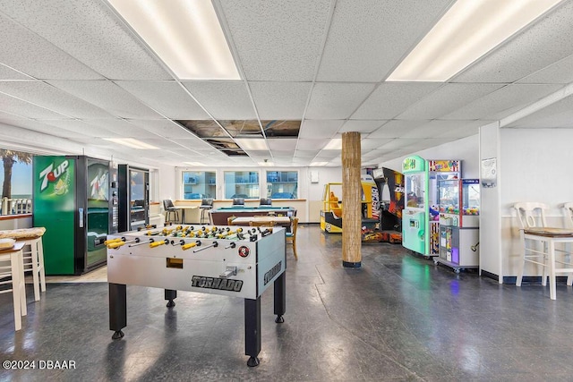 playroom featuring a drop ceiling and billiards