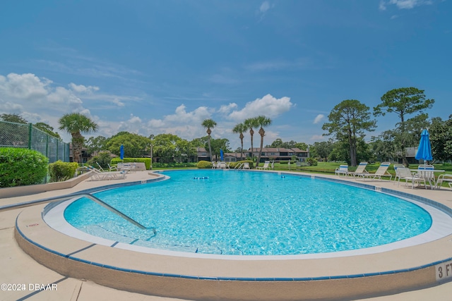 view of pool featuring a patio area