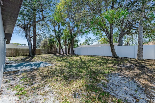 view of yard featuring a fenced backyard