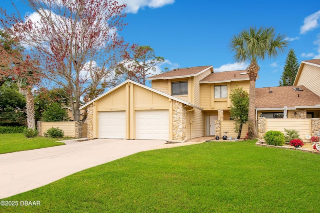 view of front of property with a front lawn