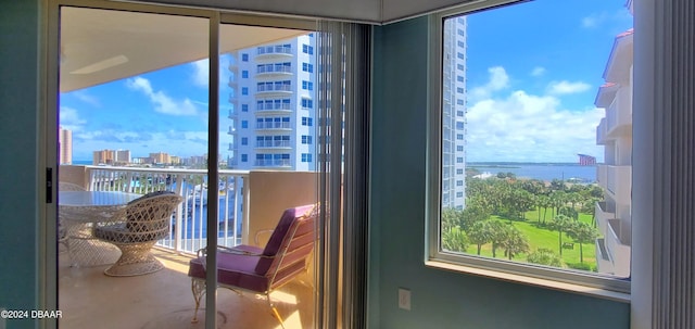 balcony with a water view