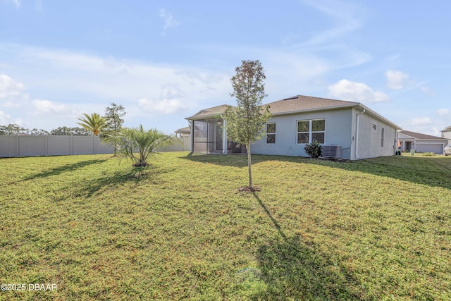 270 Eagle Harbor Way, Daytona Beach, FL 32124 - view of yard with a sunroom, fence, and cooling unit