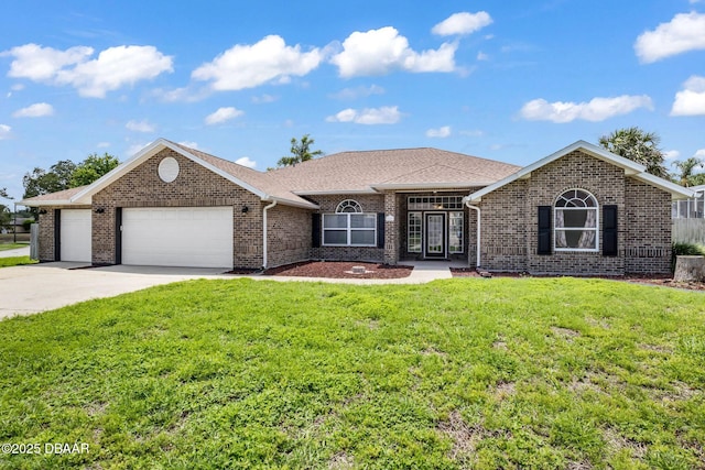 1001 Grassy Rdg, Port Orange, FL 32127 - ranch-style home with a garage, brick siding, a front yard, and driveway