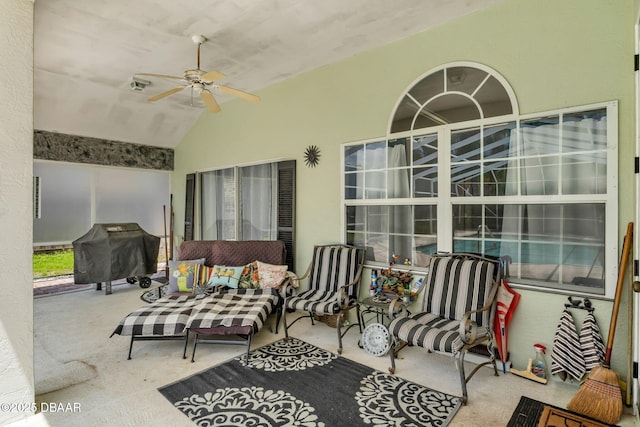 1001 Grassy Rdg, Port Orange, FL 32127 - view of patio / terrace with a ceiling fan and area for grilling