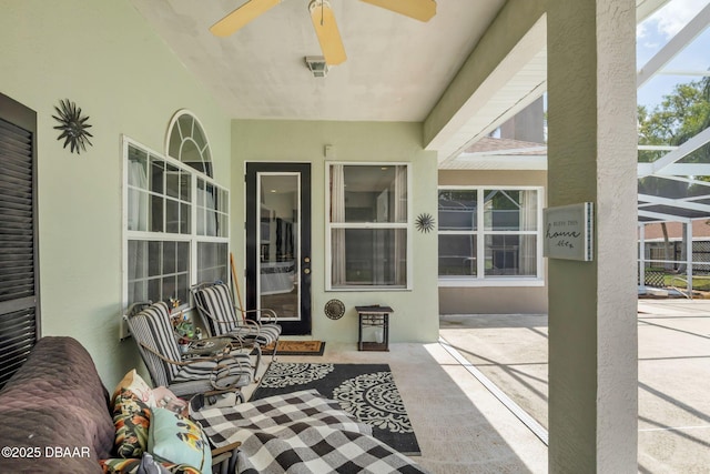 1001 Grassy Rdg, Port Orange, FL 32127 - view of patio with a ceiling fan and a lanai