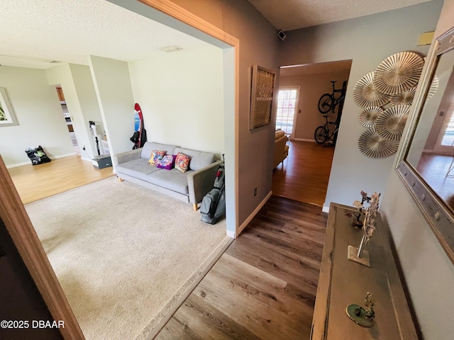 3565 E Lake Dr, Land Olakes, FL 34639 - hall with wood finished floors, baseboards, and a textured ceiling