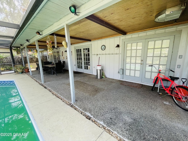 3565 E Lake Dr, Land Olakes, FL 34639 - view of patio / terrace featuring french doors, an outdoor pool, and ceiling fan