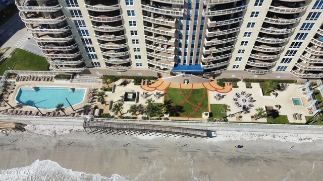 1925 S Atlantic Ave Unit 411, Daytona Beach Shores, FL 32118 - bird's eye view of a pool area and apartment complex / building