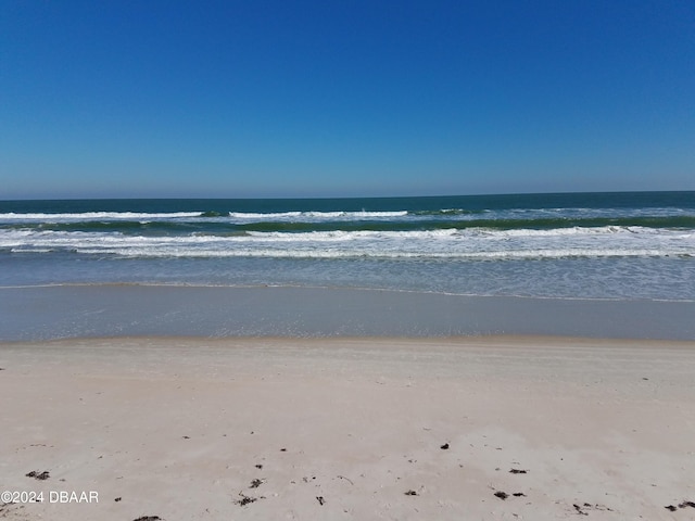 view of water feature with a beach view