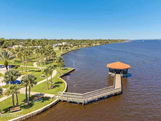 exterior space featuring a water view