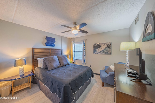 3800 S Atlantic Ave Unit 3030, Daytona Beach, FL 32118 - bedroom featuring wood finished floors, a textured ceiling, and ceiling fan
