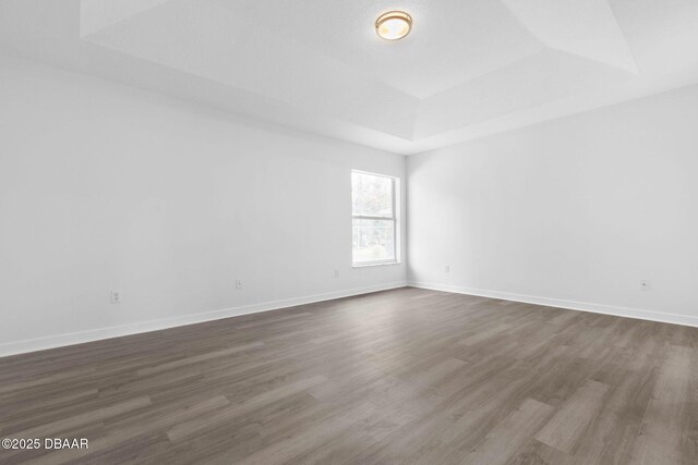 12 Patuxent Pl, Palm Coast, FL 32164 - empty room with baseboards, a raised ceiling, and dark wood-style floors