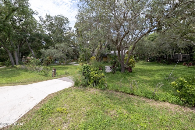 view of property's community featuring a lawn