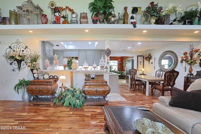 living room featuring light hardwood / wood-style flooring