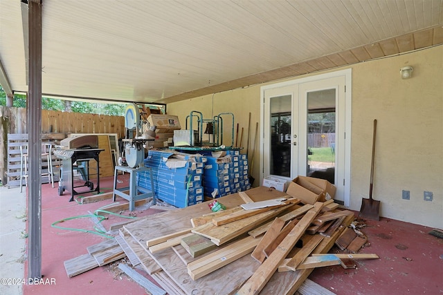 view of patio featuring french doors and a grill