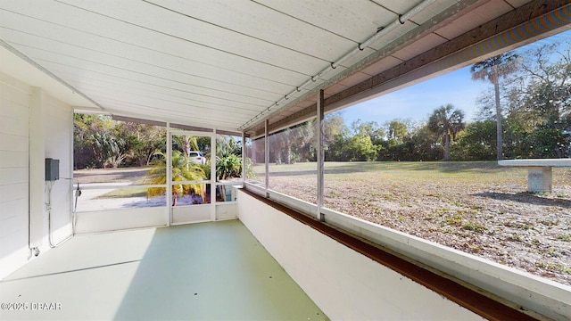 view of unfurnished sunroom