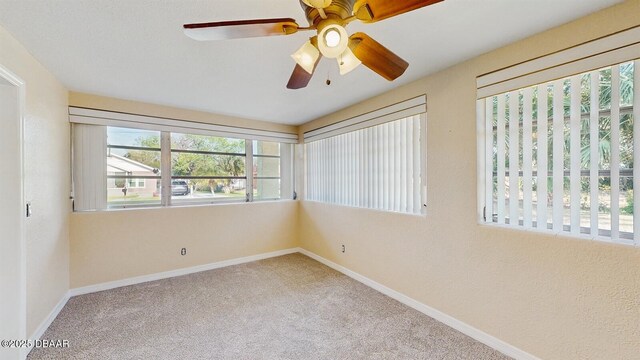 carpeted empty room featuring baseboards