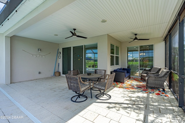 798 Jollymon Way, Daytona Beach, FL 32124 - view of patio with a ceiling fan, an outdoor living space, and outdoor dining area