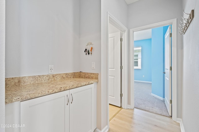 bathroom with baseboards and wood finished floors