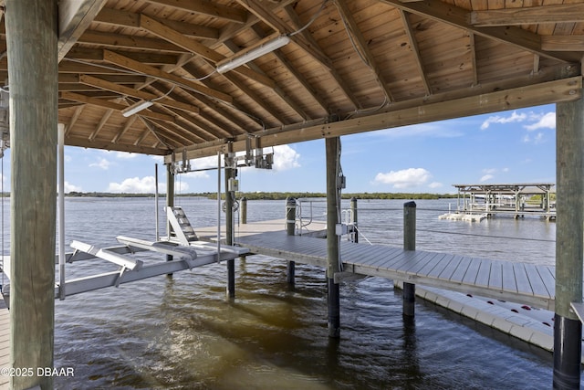 dock area featuring a water view