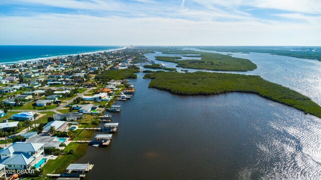 bird's eye view featuring a water view