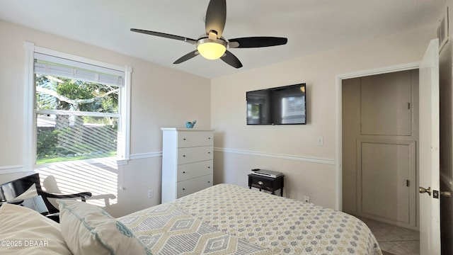 52 Palm Dr, Ormond Beach, FL 32176 - tiled bedroom featuring a ceiling fan