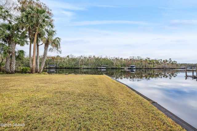 view of yard featuring a water view