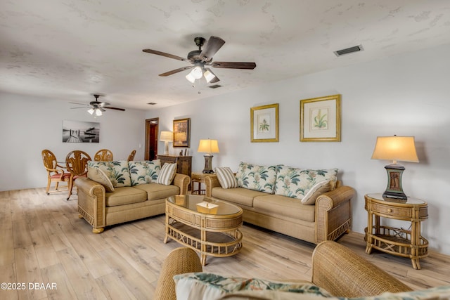 living room with light hardwood / wood-style floors