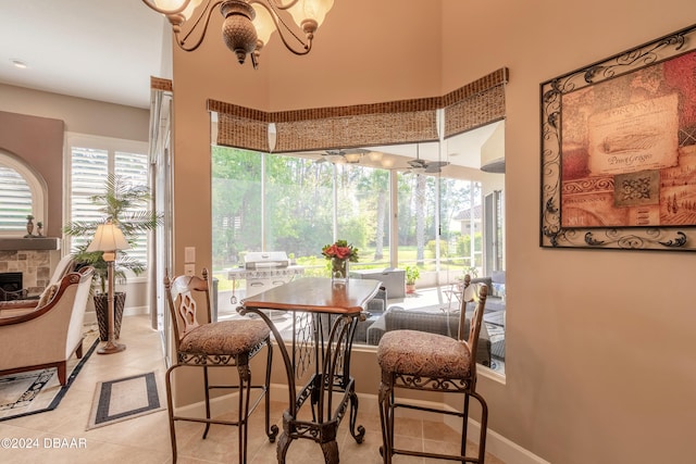 view of tiled dining room