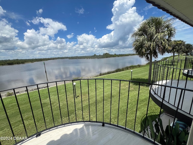 balcony with a water view