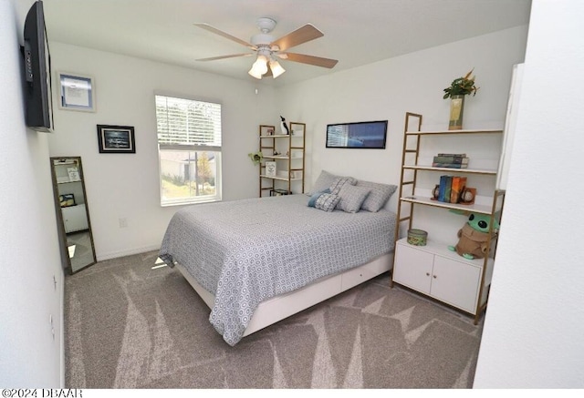 bedroom with carpet and ceiling fan