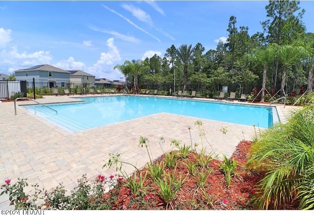 view of pool featuring a patio