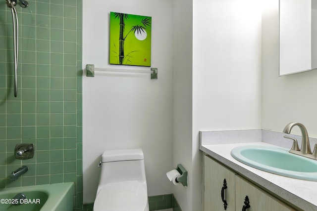 2530 Nordman Ave, New Smyrna Beach, FL 32168 - bathroom with toilet, bathing tub / shower combination, and vanity