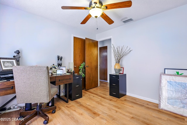 2530 Nordman Ave, New Smyrna Beach, FL 32168 - office area featuring light wood-type flooring, ceiling fan, and baseboards