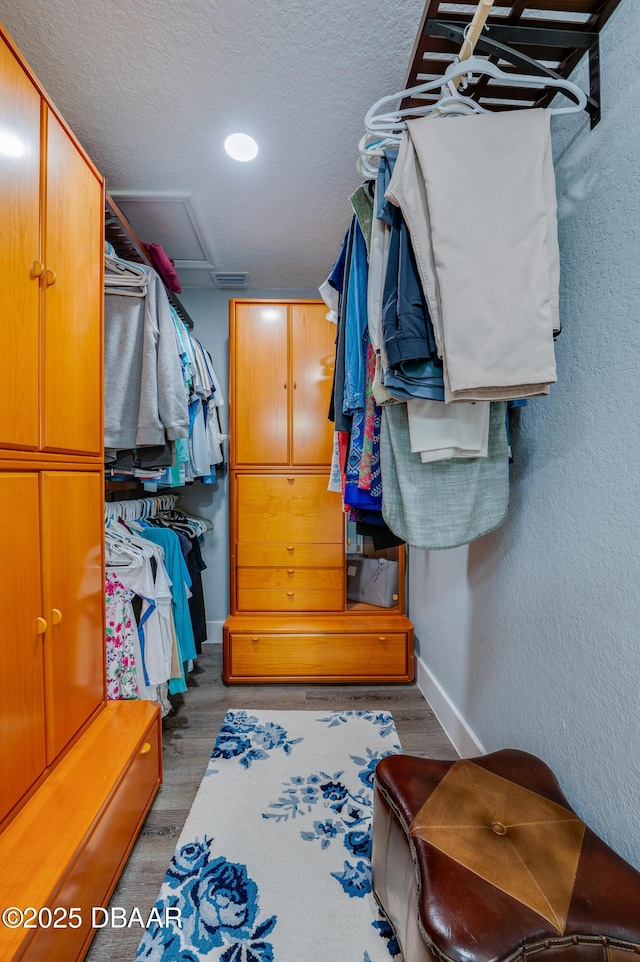 spacious closet featuring hardwood / wood-style flooring