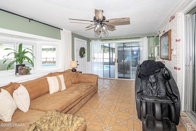 792 N Beach St, Ormond Beach, FL 32174 - tiled living room featuring ceiling fan and healthy amount of natural light